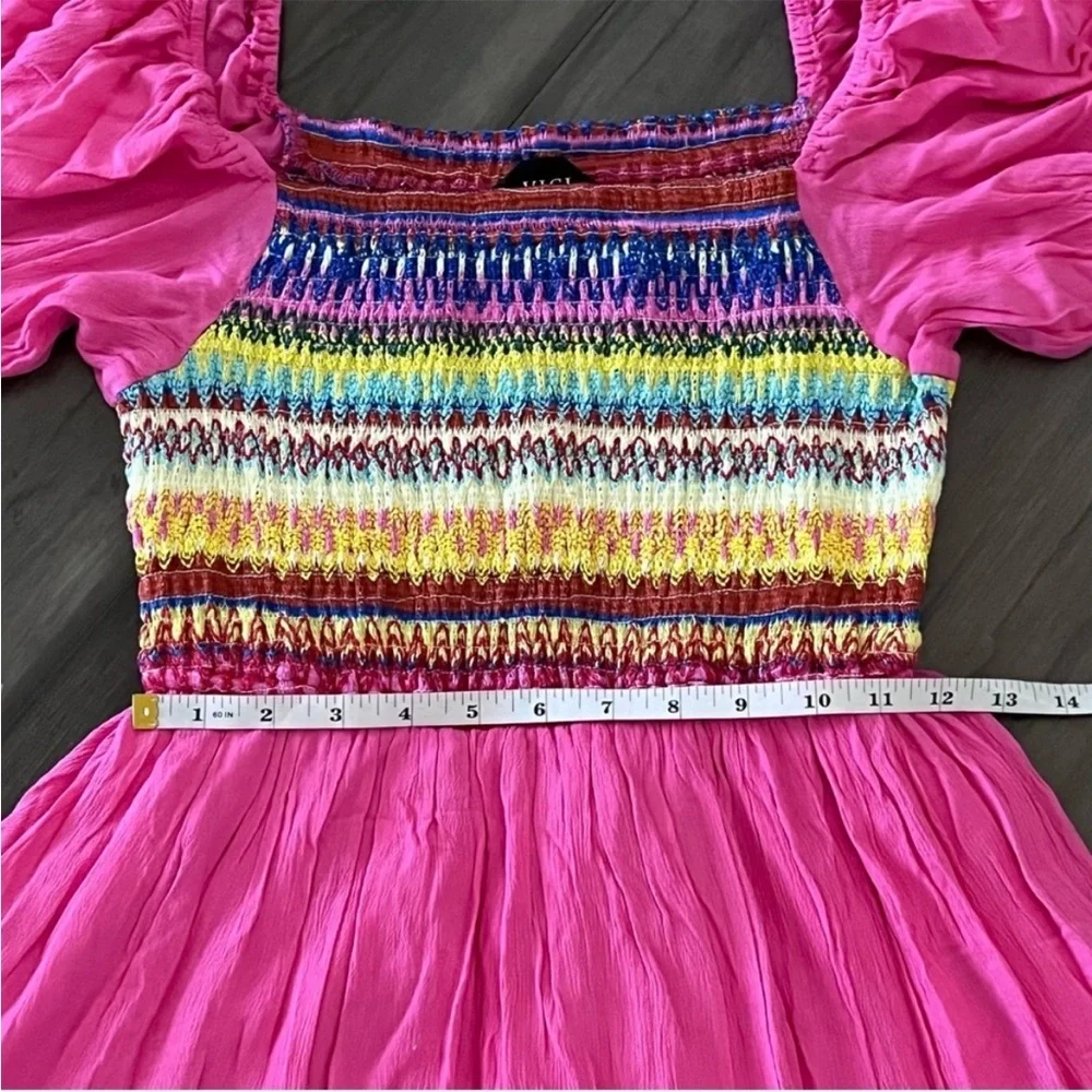 Vici Pretty in Pink Smocked Puff Sleeve Dress - Size XS - Picture 11 of 13